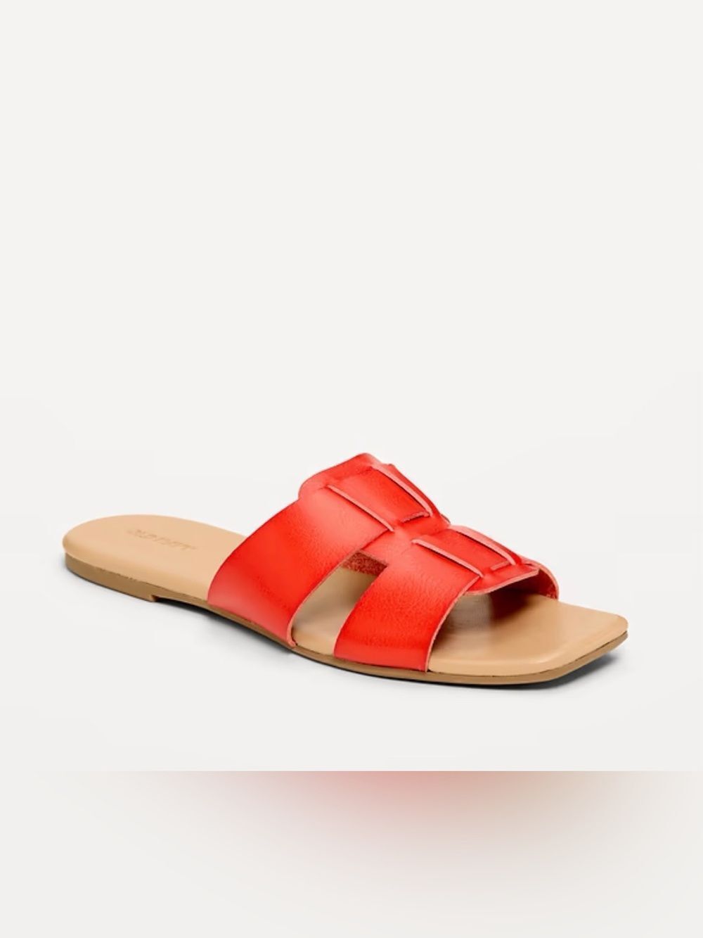 Old Navy 8.5 Heritage Red Faux Leather Slide Sandals